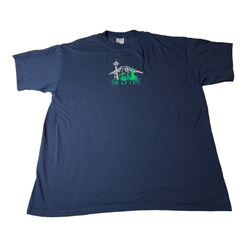 VTG Seattle Washington Shirt Mens XL Blue Destination Travel Space Needle